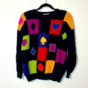 Santoria 90s Vintage Black Sweater Pattern L